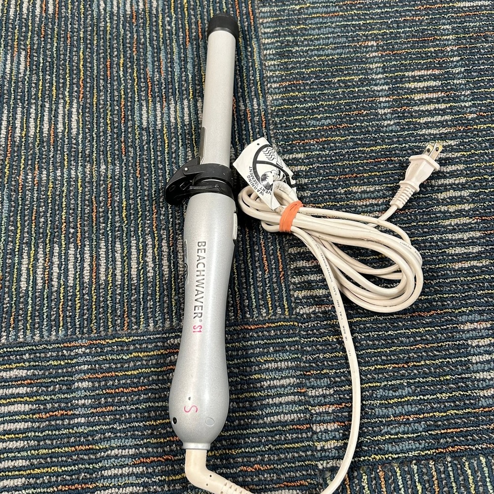 Beachwaver S1 Rotating Curling Iron 1" Silver Black BW1136S1 Ceramic Wand